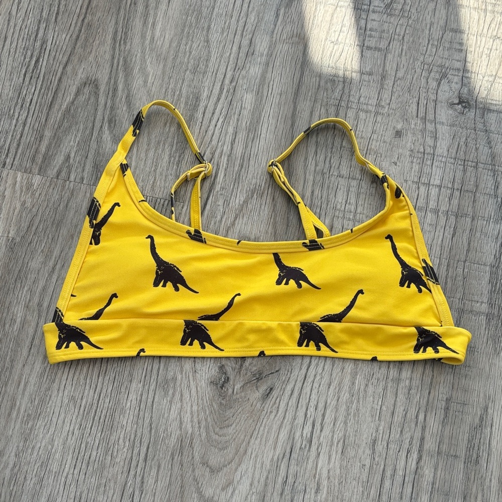 Yellow Dinosaur Print Bikini Top
